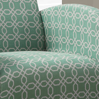 32.5" Faded Green Polyester, Foam, and Solid Wood Accent Chair