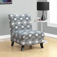 33" Geometric Pattern Fabric, Solid Wood, and Foam Accent Chair
