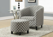 45.5" Grey Circular Design Polyester, Foam, and Solid Wood Accent Chair