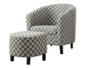 45.5" Grey Circular Design Polyester, Foam, and Solid Wood Accent Chair