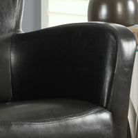 35" Leather Look Fabric, Foam, and Solid Wood Accent Chair