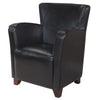 35" Leather Look Fabric, Foam, and Solid Wood Accent Chair