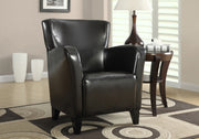 35" Leather Look Fabric, Foam, and Solid Wood Accent Chair
