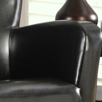 35" Leather Look Fabric, Foam, and Solid Wood Accent Chair