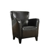 35" Leather Look Fabric, Foam, and Solid Wood Accent Chair