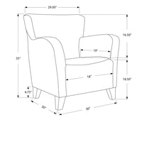 35" Leather Look Fabric, Foam, and Solid Wood Accent Chair