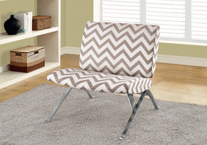 30" Dark Taupe Polyester, Cotton, Foam, MDF, and Chrome Metal Accent Chair