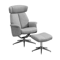 59" Grey Polyester, Foam, and Metal Swivel Adjustable Headrest Reclining Chair