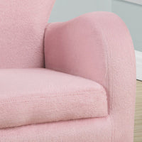 20" Fuzzy Pink Leather Look, Solid Wood, and Foam Juvenile Chair