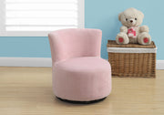 18.5" Fuzzy Pink Leather Look, Foam, and Metal Swivel Juvenile Chair