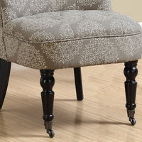 30.75" Taupe and Black Linen, Cotton, Foam, and Solid Wood Accent Chair