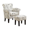 51.5" Beige-Black Vintage French Linen, and Solid Wood 2 Piece Accent Chair Set