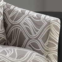 35" Taupe Leaf Design Polyester, Foam, and Solid Wood Accent Chair