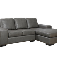 37" Charcoal Grey Bonded Leather Sofa Lounger