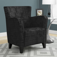 35" Black Brushed Velvet, Foam, and Solid Wood Accent Chair