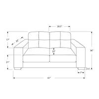 36" Charcoal Grey Bonded Leather Love Seat