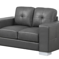 36" Charcoal Grey Bonded Leather Love Seat