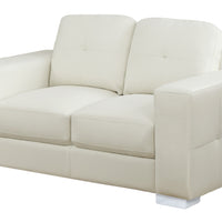 36" Ivory Bonded Leather Love Seat