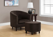 45.5" Dark Brown Floral Velvet, Foam, and Solid Wood Two Piece Accent Chair Set