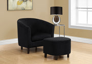 45.5" Black Floral Velvet, Foam, and Solid Wood Two Piece Accent Chair Set