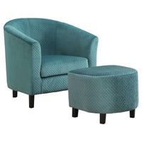 45.5" Turquoise Quilted Fabric, Foam, and Solid Wood Two Piece Accent Chair Set