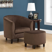 45.5" Dark Brown Quilted Fabric, Foam, and Solid Wood Two Piece Accent Chair Set