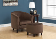 45.5" Dark Brown Quilted Fabric, Foam, and Solid Wood Two Piece Accent Chair Set