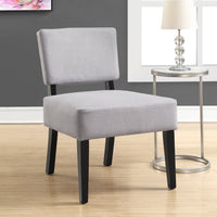 31.5" Light Grey Polyester, Foam, and Solid Wood Accent Chair