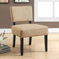 31.5" Beige Polyester, Foam, and Solid Wood Accent Chair