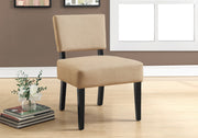 31.5" Beige Polyester, Foam, and Solid Wood Accent Chair