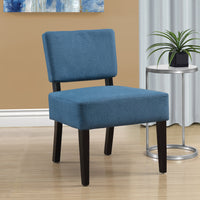 31.5" Blue Polyester, Foam, and Solid Wood Accent Chair