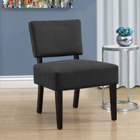 31.5" Dark Grey Polyester, Foam, and Solid Wood Accent Chair