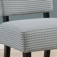 31.5" Light Blue-Grey Abstract Dot Polyester, Foam, & Solid Wood Accent Chair
