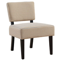 31.5" Gold-Grey Abstract Dot Polyester, Foam, and Solid Wood Accent Chair