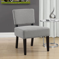31.5" Light Grey-Black Abstract Dot Polyester, Foam, & Solid Wood Accent Chair