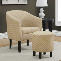 50.5" Light Yellow Geometric Polyester, and Solid Wood 2 Piece Accent Chair Set