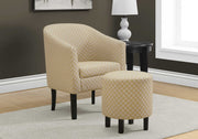 50.5" Light Yellow Geometric Polyester, and Solid Wood 2 Piece Accent Chair Set