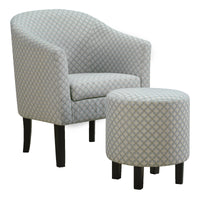 50.5" Light Blue Geometric Polyester, Foam, Solid Wood 2 Piece Accent Chair Set