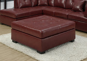 20" Red Leather Ottoman