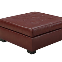 20" Red Leather Ottoman