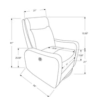 41" Light Brown Polyester, MDF, and Metal Power Swivel Glider Reclining Chair