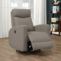41" Light Brown Polyester, MDF, and Metal Power Swivel Glider Reclining Chair