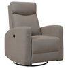 41" Light Brown Polyester, MDF, and Metal Power Swivel Glider Reclining Chair