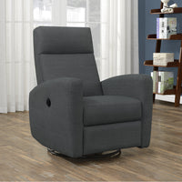 41" Charcoal Grey Polyester, MDF, and Metal Power Swivel Glider Reclining Chair