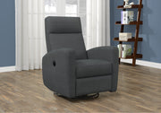 41" Charcoal Grey Polyester, MDF, and Metal Power Swivel Glider Reclining Chair