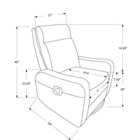 41" Charcoal Grey Polyester, MDF, and Metal Power Swivel Glider Reclining Chair