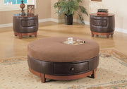 17" Brown Leather Look Microfiber Coffee Table with a Drawer