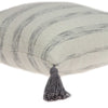 18" X 0.5" X 18" Transitional Beige Printed Striped Tassel Pillow Cover