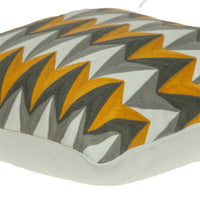 20" X 0.5" X 20" Transitional Gray and Orange Cotton Pillow Cover