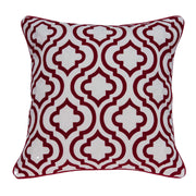 20" X 0.5" X 20" Transitional Red and White Cotton Pillow Cover